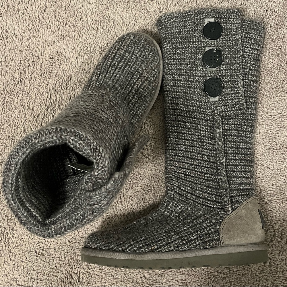 UGG Cable Knit Tall Boots - Grey